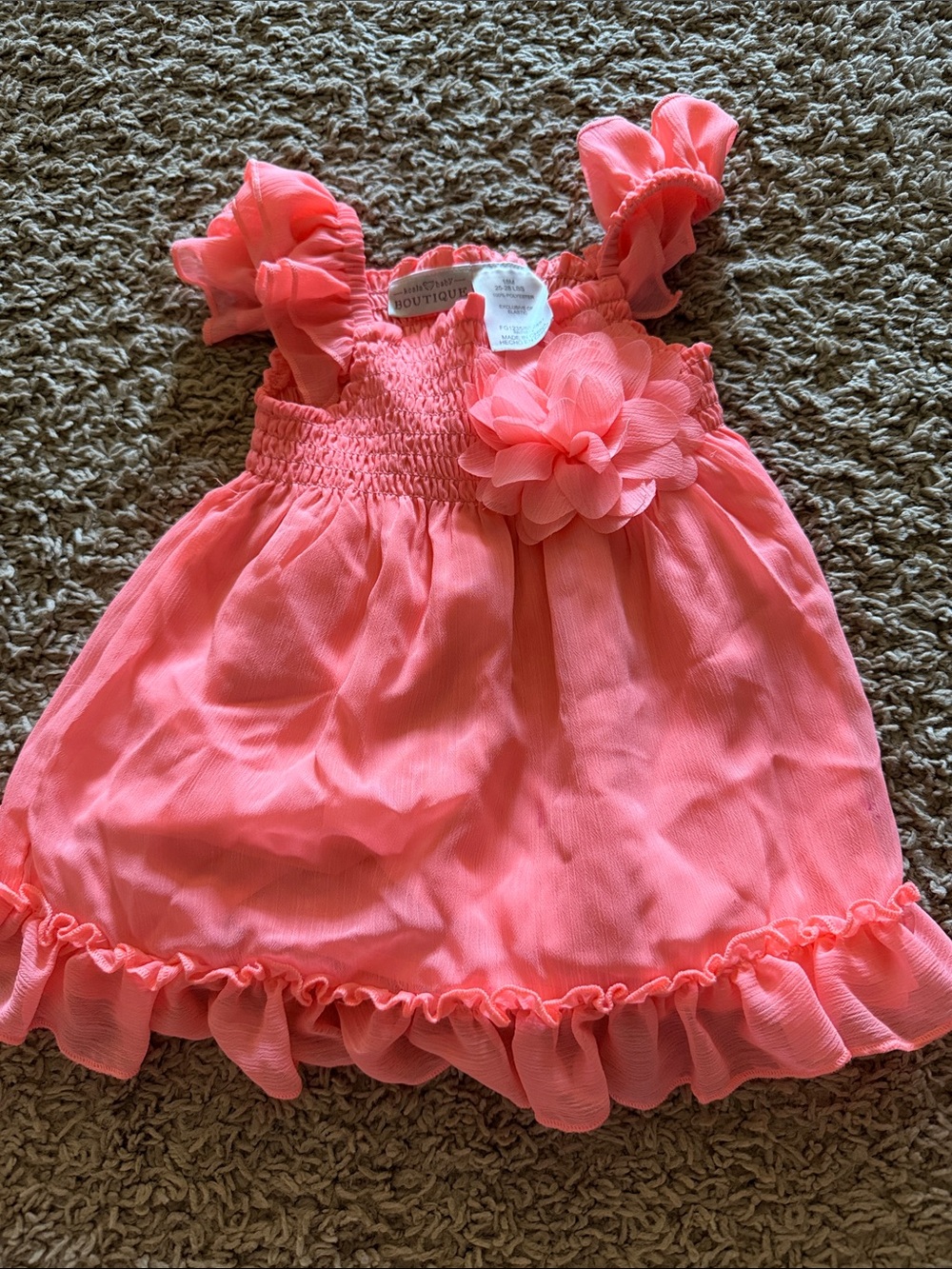 Boutique Coral Pink Ruffle Flower Girls Dress